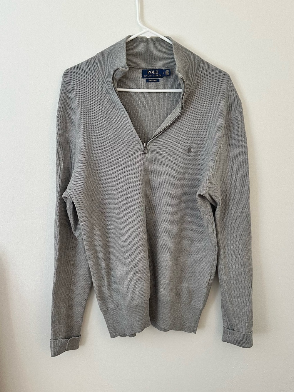 Polo by Ralph Lauren Men's Light Gray Half-Zip Sweater